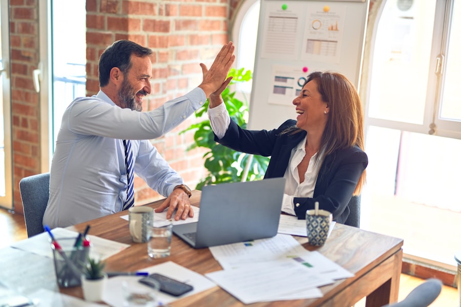 Small business team reviewing AI strategy
